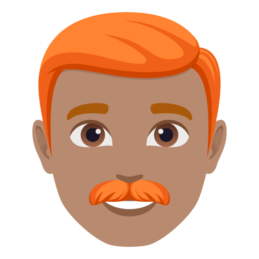 Homem: Pele Morena, Cabelo Vermelho para JoyPixels 10.0
