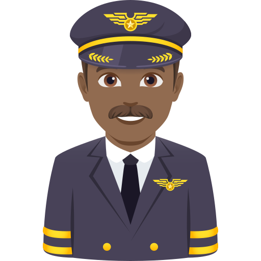 Piloto De Avião Homem: Pele Morena Escura para JoyPixels 10.0