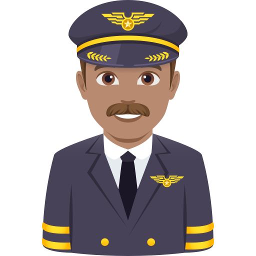 Piloto De Avião Homem: Pele Morena para JoyPixels 10.0