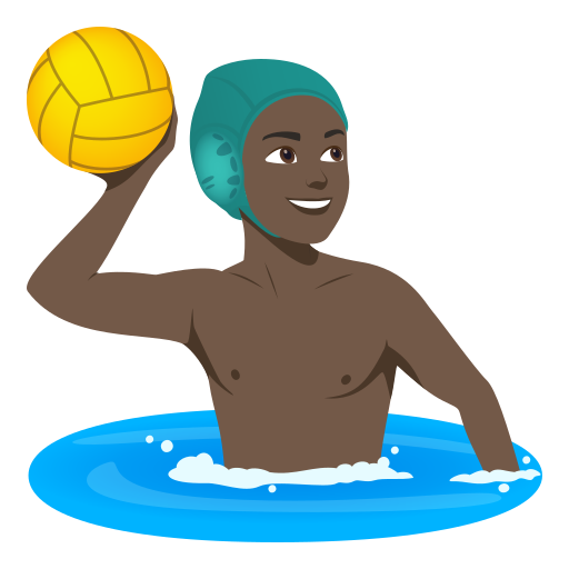 Чоловік грає у водне поло: дуже темний тон шкіри для JoyPixels 10.0