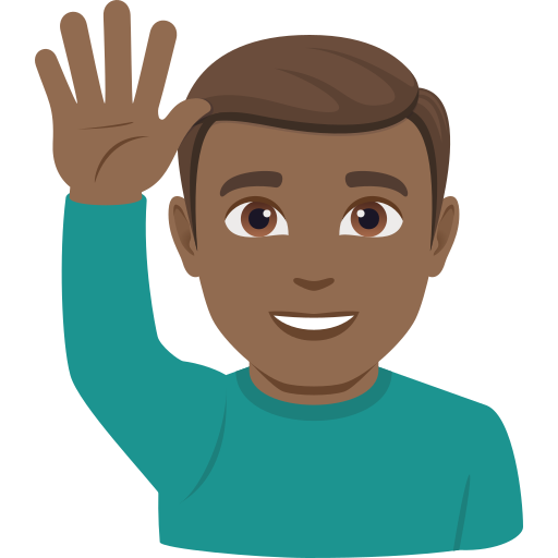 Homem Levantando A Mão: Pele Morena Escura para JoyPixels 10.0