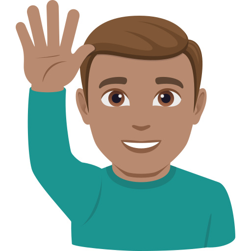 Homem Levantando A Mão: Pele Morena para JoyPixels 10.0