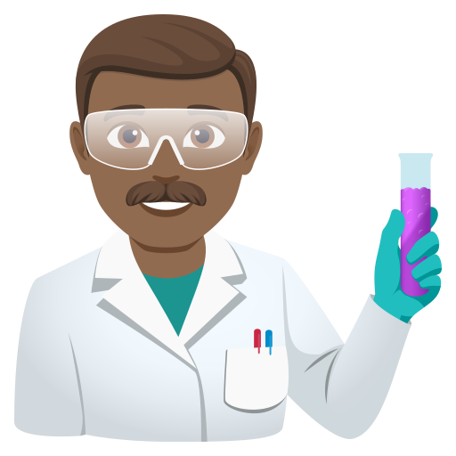 Cientista Homem: Pele Morena Escura para JoyPixels 10.0