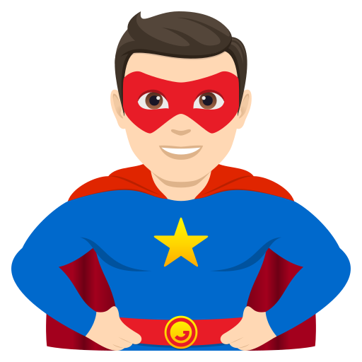 Homem Super-Herói: Pele Clara para JoyPixels 10.0