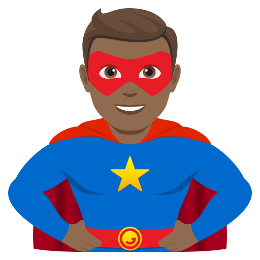 Homem Super-Herói: Pele Morena Escura para JoyPixels 10.0