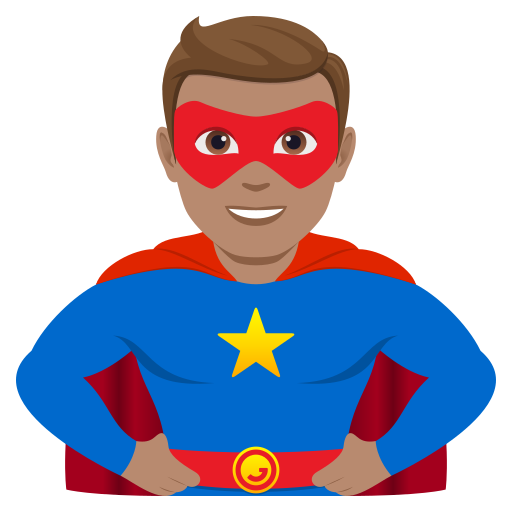 Homem Super-Herói: Pele Morena para JoyPixels 10.0