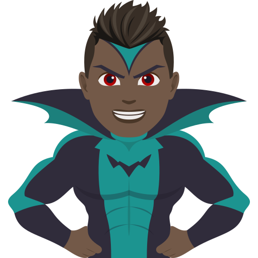 Чоловік-суперлиходій: дуже темний тон шкіри для JoyPixels 10.0