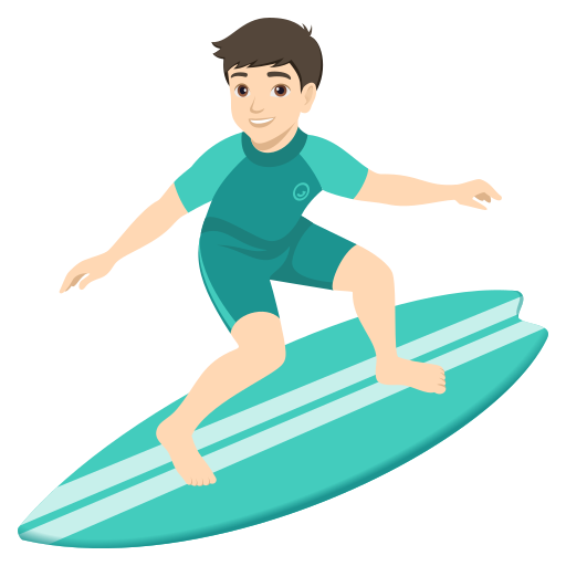 Homem Surfista: Pele Clara para JoyPixels 10.0