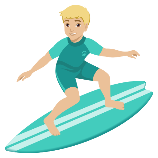 Homem Surfista: Pele Morena Clara para JoyPixels 10.0