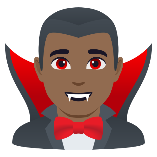 Чоловік-вампір: темний тон шкіри для JoyPixels 10.0