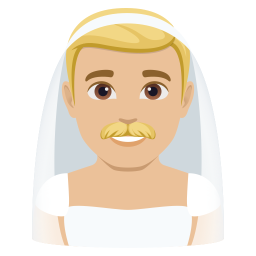 Чоловік у фаті: світлий тон шкіри для JoyPixels 10.0