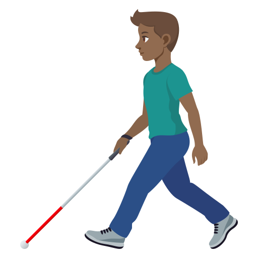 Homem Com Bengala Para Cego: Pele Morena Escura para JoyPixels 10.0
