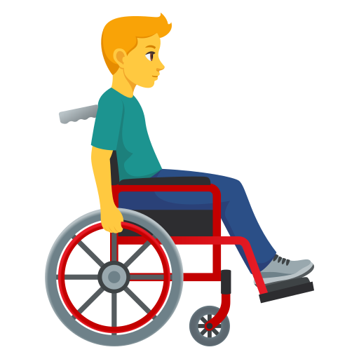 Homem em cadeira de rodas manual virado para a direita para JoyPixels 10.0