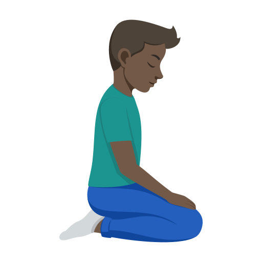Homem ajoelhado virado para a direita: tom de pele escuro para JoyPixels 10.0
