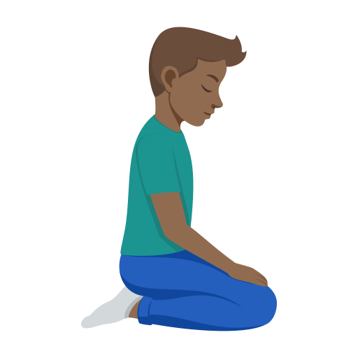 Homem ajoelhado virado para a direita: tom de pele médio-escuro para JoyPixels 10.0