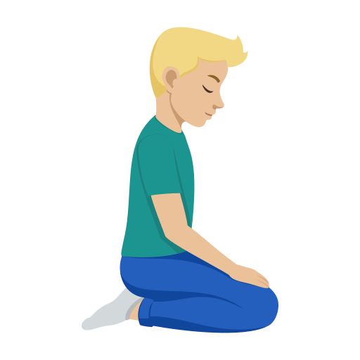 <p>Чоловік на колінах: відтінок шкіри середньо світлий, обличчям вправо</p> для JoyPixels 10.0