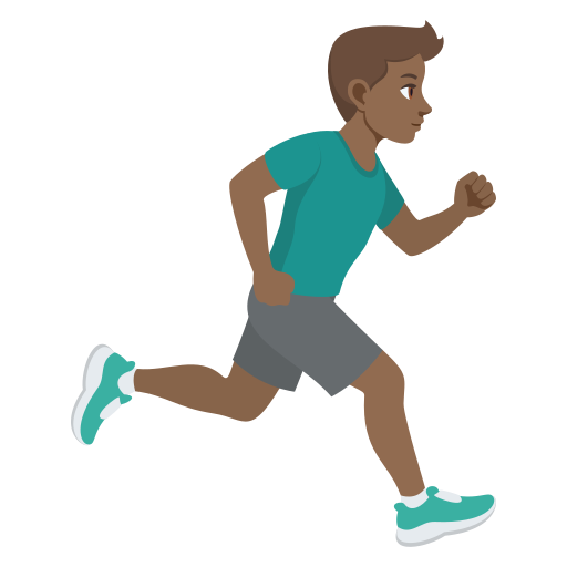 Homem correndo de frente para a direita: tom de pele médio-escuro para JoyPixels 10.0