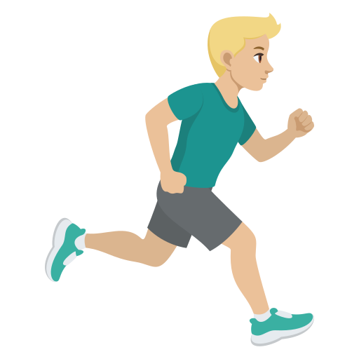 Homem correndo de frente para a direita: tom de pele médio-claro para JoyPixels 10.0