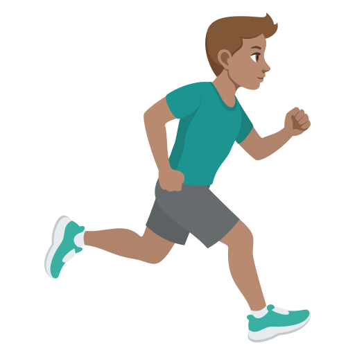 Homem correndo de frente para a direita: tom de pele médio para JoyPixels 10.0