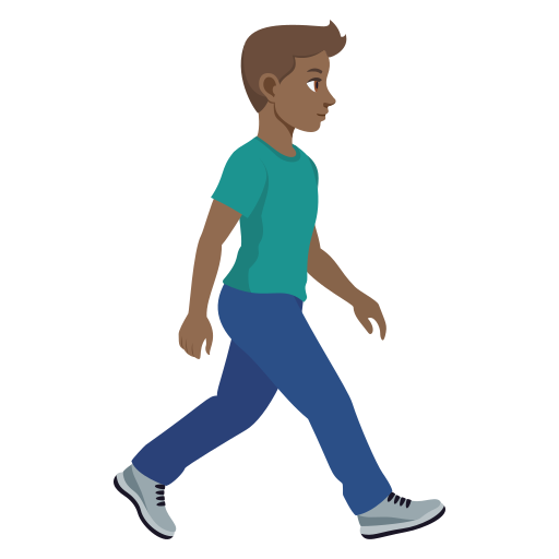 Homem caminhando de frente para a direita: tom de pele médio-escuro para JoyPixels 10.0
