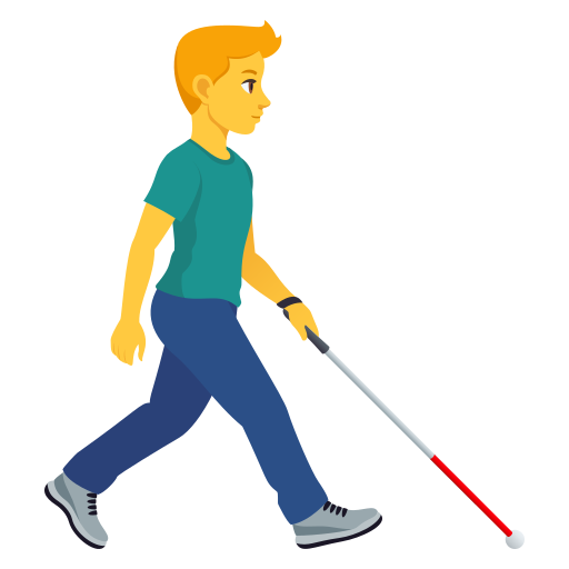 Homem com bengala branca voltado para a direita para JoyPixels 10.0