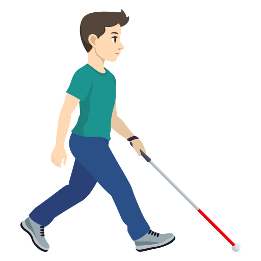 Homem com bengala branca voltado para a direita: tom de pele claro para JoyPixels 10.0