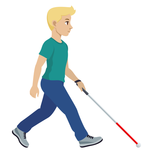 Homem com bengala branca voltado para a direita: tom de pele médio-claro para JoyPixels 10.0