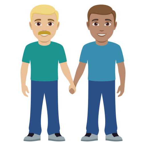 Homens que seguram as mãos: tom de pele médio-leve, tom de pele médio para JoyPixels 10.0