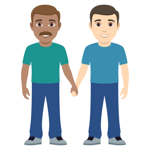 Dois Homens De Mãos Dadas: Pele Morena, Pele Clara para JoyPixels 10.0