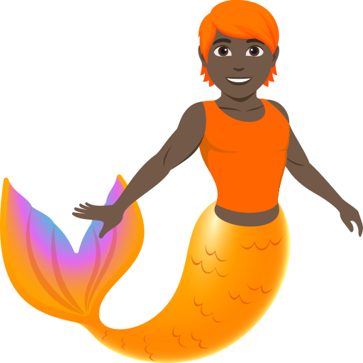 Русалка: очень темный тон кожи для JoyPixels 10.0