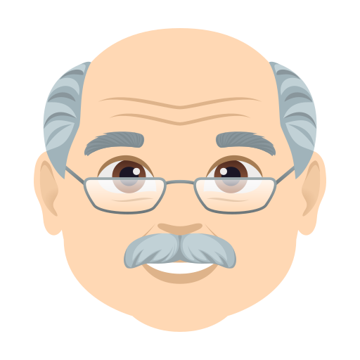 Літній чоловік: Дуже світлий тон шкіри для JoyPixels 10.0