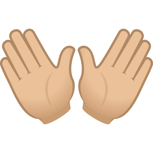 Mãos Abertas: Pele Morena Clara para JoyPixels 10.0