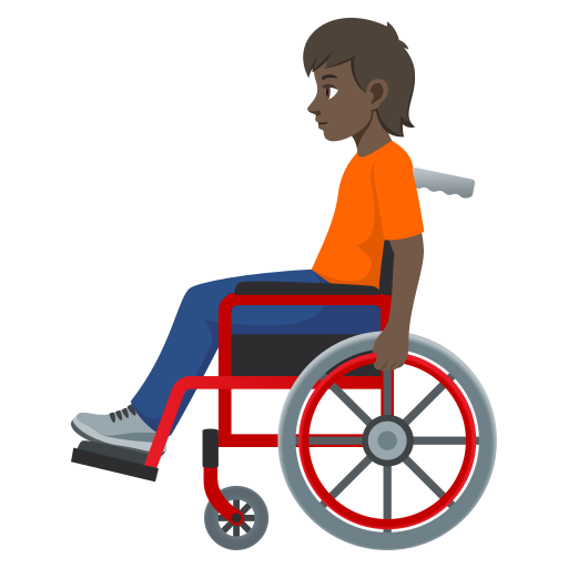 Человек в кресле-коляске с ручным приводом: очень темный тон кожи для JoyPixels 10.0