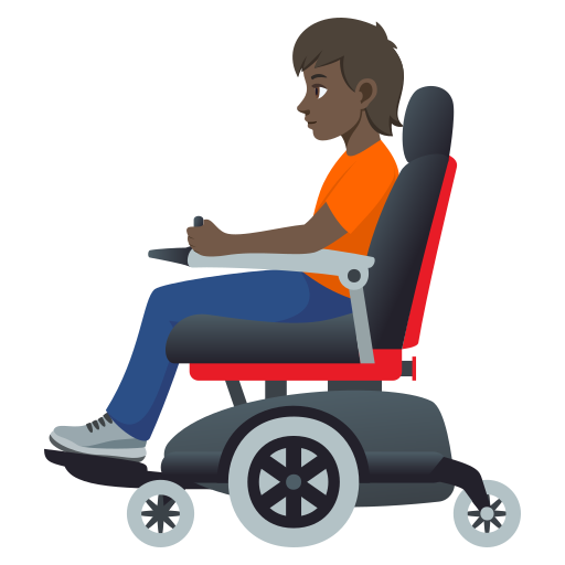 Людина в кріслі-колясці з мотором: дуже темний тон шкіри для JoyPixels 10.0