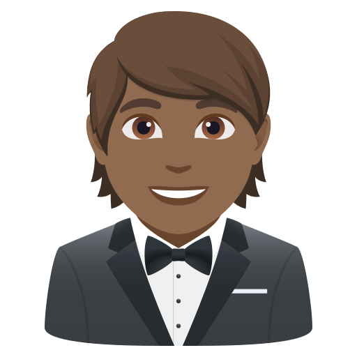 Pessoa De Smoking: Pele Morena Escura para JoyPixels 10.0