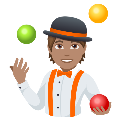 Malabarista: Pele Morena para JoyPixels 10.0