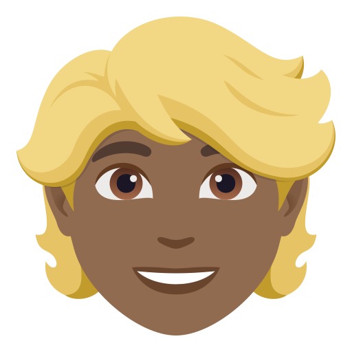 Pessoa: Cabelo Louro: Pele Morena Escura para JoyPixels 10.0