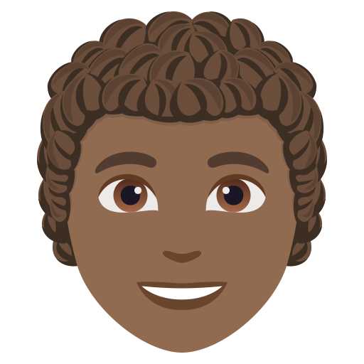 Pessoa: Pele Morena Escura, Cabelo Cacheado para JoyPixels 10.0