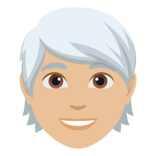 Pessoa: Pele Morena Clara, Cabelo Branco para JoyPixels 10.0