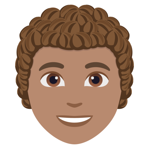 Дорослий: середній тон шкіри кучеряве волосся для JoyPixels 10.0