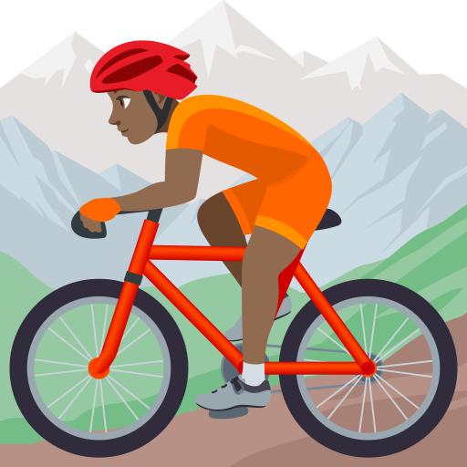 Pessoa Fazendo Mountain Bike: Pele Morena Escura para JoyPixels 10.0