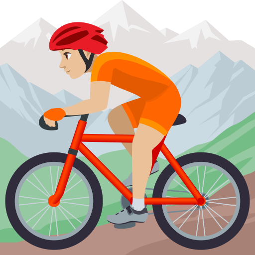 Людина на гірському велосипеді: світлий тон шкіри для JoyPixels 10.0