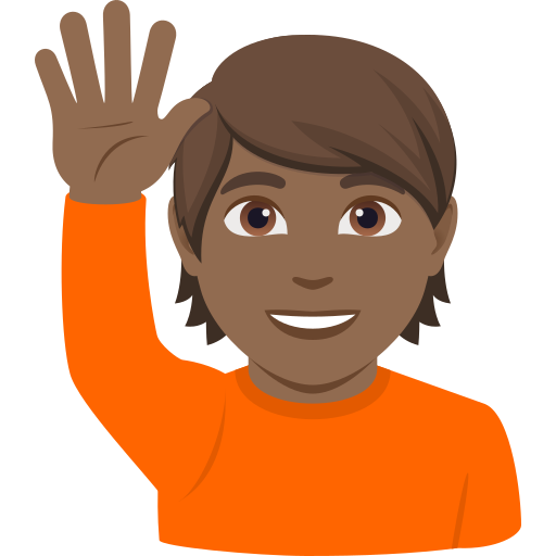 Pessoa Levantando A Mão: Pele Morena Escura para JoyPixels 10.0