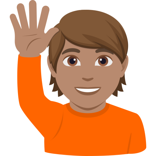 Pessoa Levantando A Mão: Pele Morena para JoyPixels 10.0