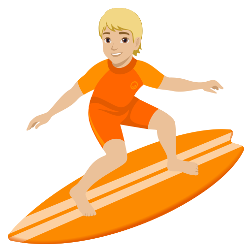 Surfista: Pele Morena Clara para JoyPixels 10.0