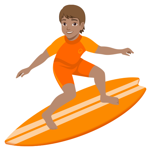 Surfista: Pele Morena para JoyPixels 10.0