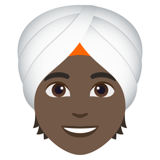 Человек в тюрбане: очень темный тон кожи для JoyPixels 10.0