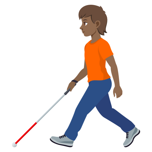 Pessoa Com Bengala Para Cego: Pele Morena Escura para JoyPixels 10.0