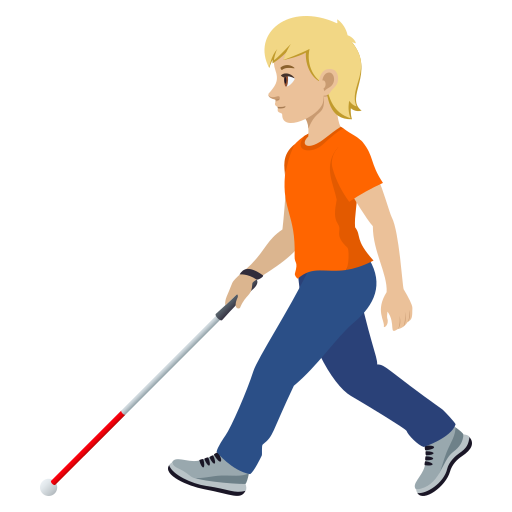 Pessoa Com Bengala Para Cego: Pele Morena Clara para JoyPixels 10.0