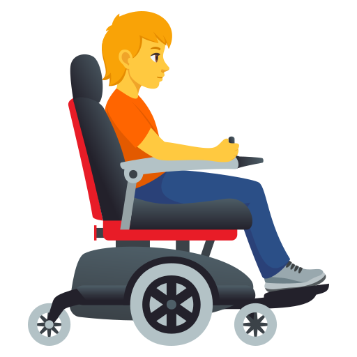 Pessoa em cadeira de rodas motorizada voltada para a direita para JoyPixels 10.0